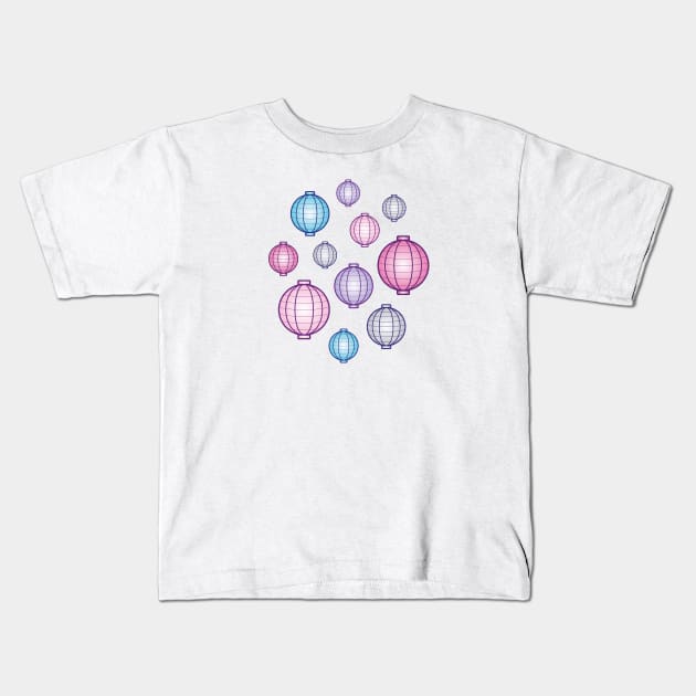 Lanterns | Mid Autumn Festival | Blue Pink Purple | White Kids T-Shirt by Wintre2